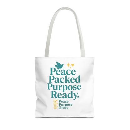 Motivational Tote Bag - Peace Packed Purpose Ready, Inspirational Eco-Friendly Bag, Gift for Friends, Stylish Everyday Use, Shopping, Gym