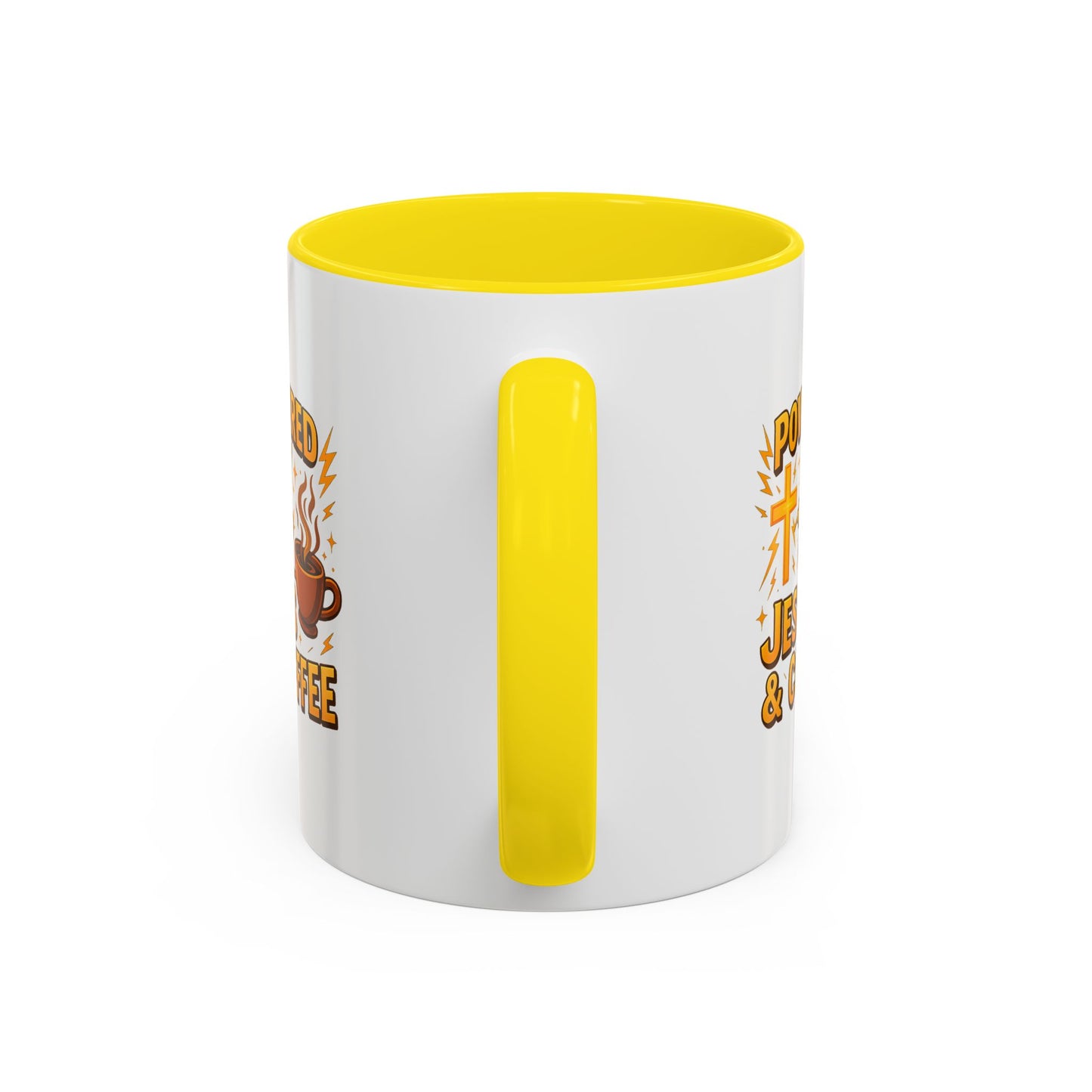 Coffee Lover's Accent Mug - Powered by Jesus & Coffee, Inspirational Drinkware, Christian Gift, Coffee Enthusiast, Religious Mug, [...]