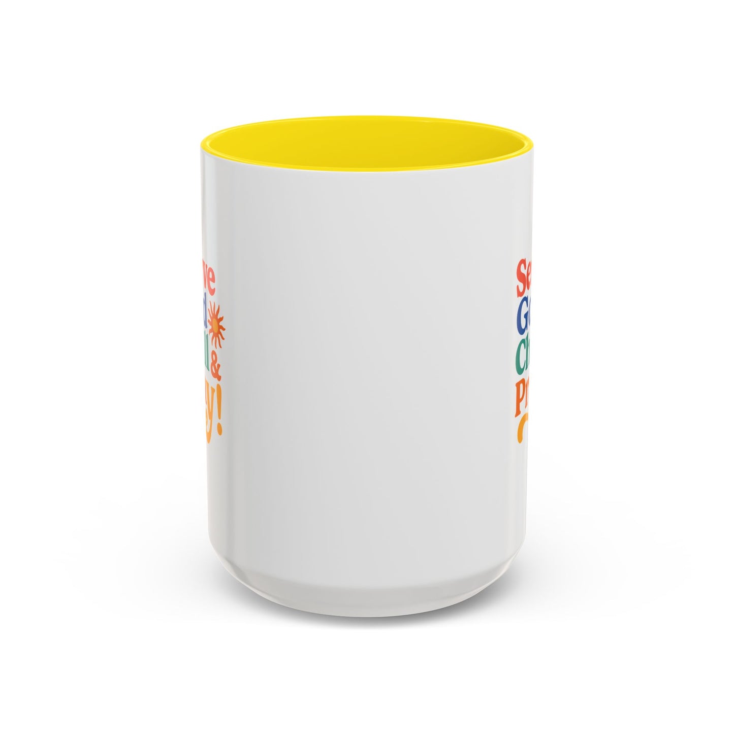 Colorful Inspirational Coffee Mug - Serve God Chill & Pray - Perfect for Gift, Relaxation, Daily Use, Coffee Lovers, Ceremonies