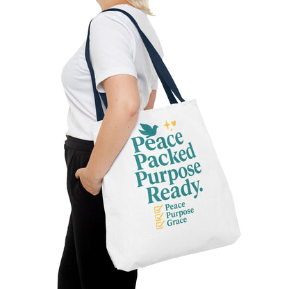 Motivational Tote Bag - Peace Packed Purpose Ready, Inspirational Eco-Friendly Bag, Gift for Friends, Stylish Everyday Use, Shopping, Gym