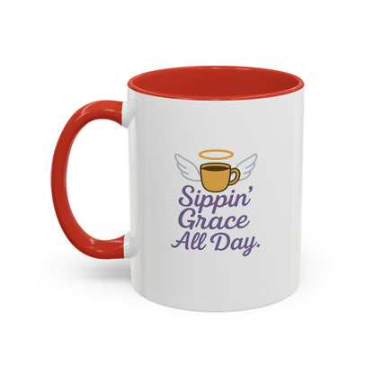 Sippin' Grace All Day Coffee Mug, Cute Coffee Cup, Inspirational Mug, Gift for Coffee Lovers, Perfect for Any Occasion