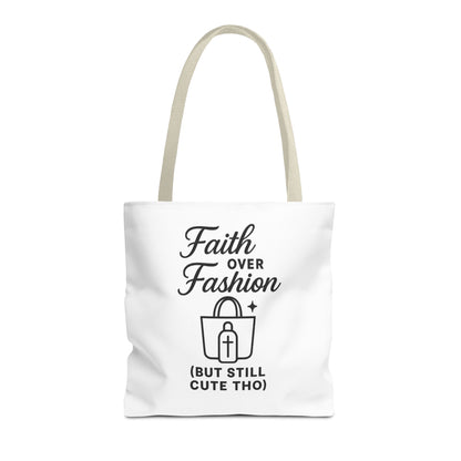 Faith Over Fashion Tote Bag - Stylish Everyday Carry, Eco-Friendly Shopping Bag, Gift for Fashion Lovers, Christian Tote, Positive Vibes