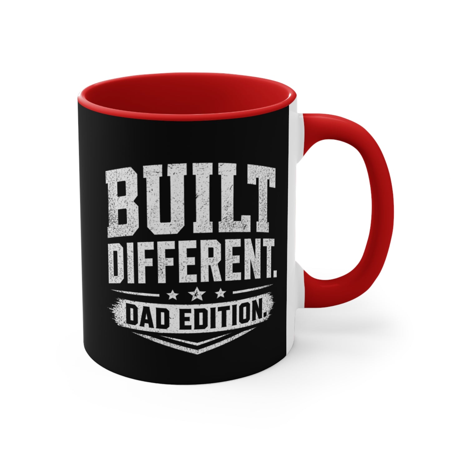 Built Different Dad Edition Accent Mug — Pink Interior Coffee Cup for Fathers, Father’s Day Gift