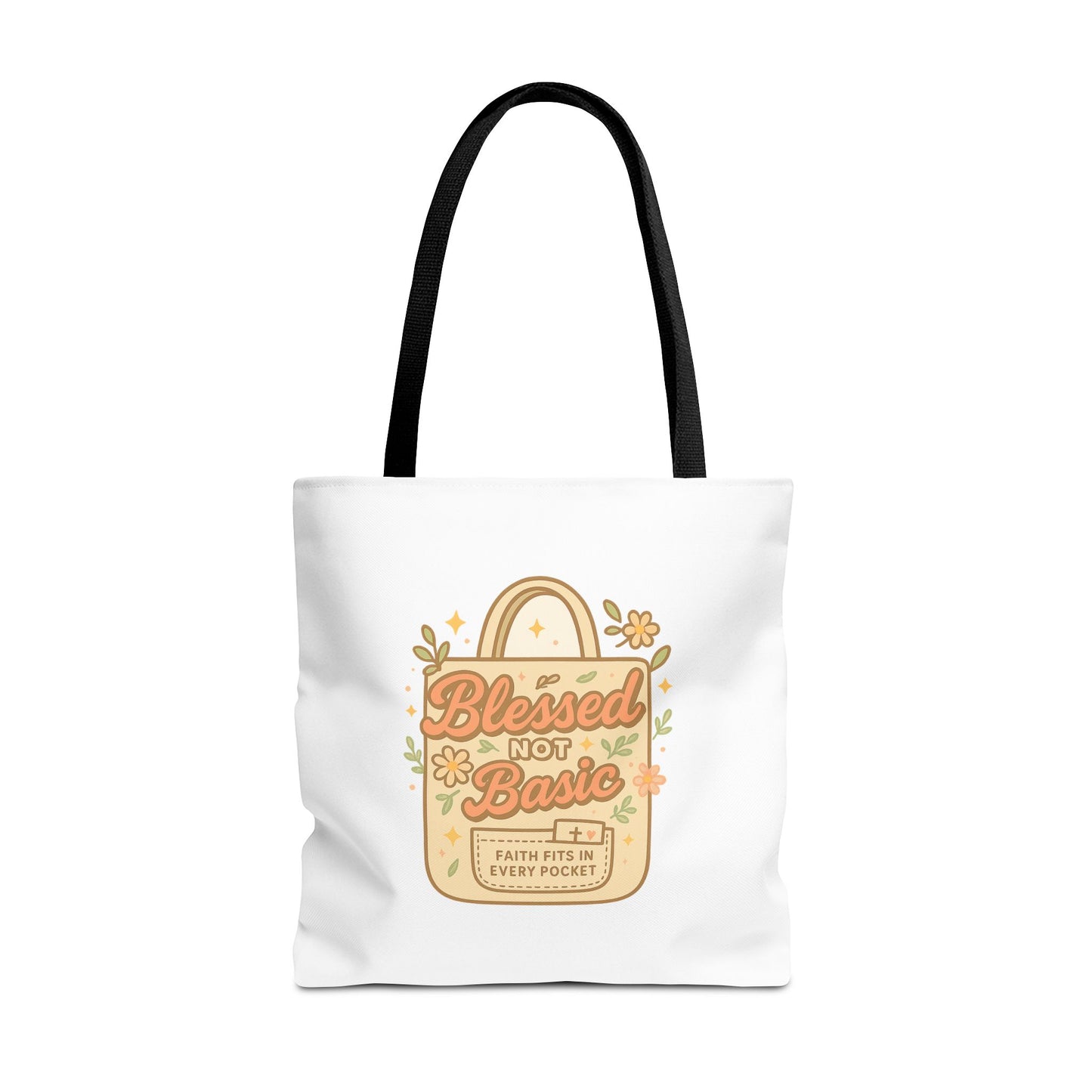 Blessed Not Basic Tote Bag, Trendy Eco-Friendly Canvas