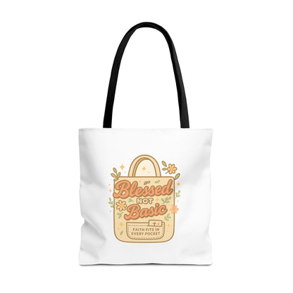 Blessed Not Basic Tote Bag, Trendy Eco-Friendly Canvas