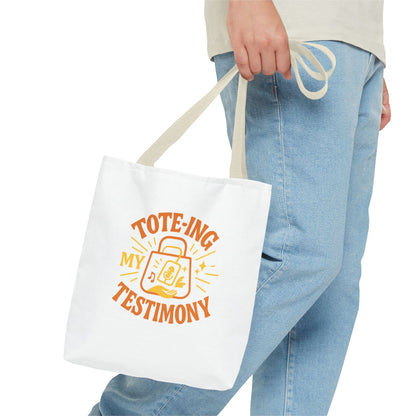 Testimony Tote Bag - Stylish AOP Bag for Daily Use, Perfect for Church, Casual Outings, or Gifts, Christian Tote, Inspirational Bag