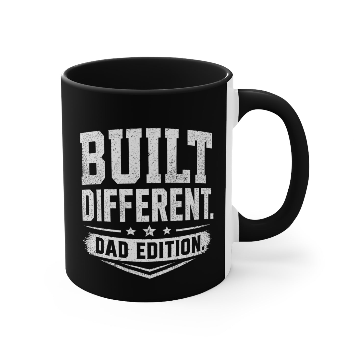 Built Different Dad Edition Accent Mug — Pink Interior Coffee Cup for Fathers, Father’s Day Gift