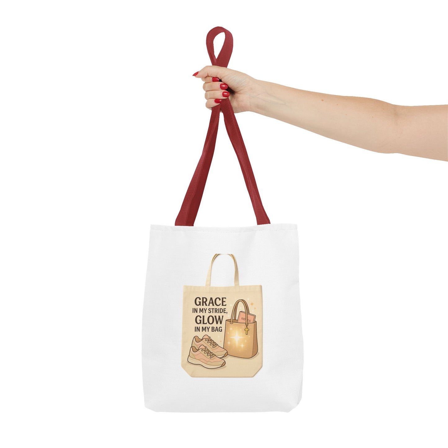 Chic Inspirational Tote Bag, Grace in My Stride Glow in My Bag, Motivational Gift, Daily Use, Eco-Friendly Shopping Bag, Trendy Handbag