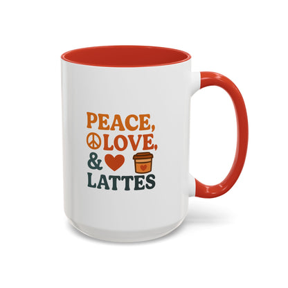 Peace, Love & Lattes Coffee Mug | Accent Mug for Coffee Lovers | Gift for Baristas, Friends, Home Decor, Kitchen Essentials