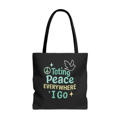 Peace-Themed Tote Bag Empower Your Journey, Eco-Friendly, Shopping, Beach, Gifts, Everyday Use