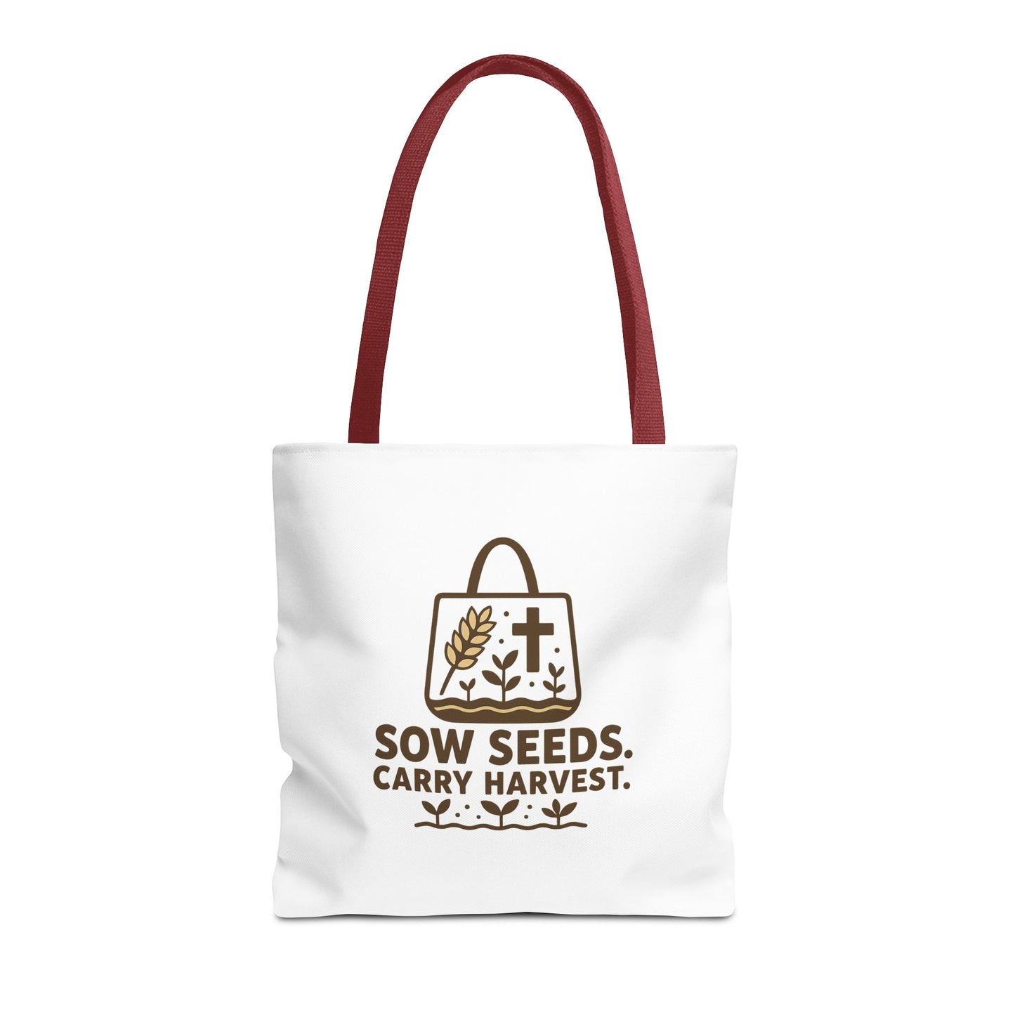 Inspirational Tote Bag - "Sow Seeds. Carry Harvest." - Eco-Friendly, Beach Bag, Gift for Gardeners, Reusable Shopping, Faith Journey