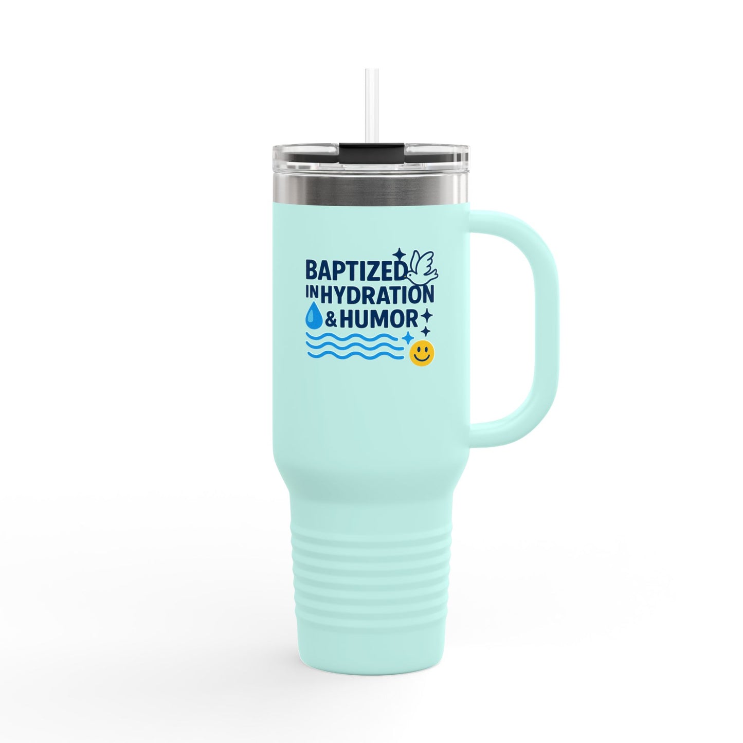 Baptized in Hydration Travel Mug | Insulated 40oz Cup for Water Lovers | Perfect Gift for Hydration Enthusiasts, Travel, Funny Humor