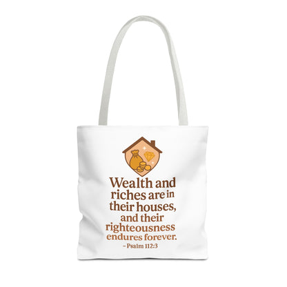 Inspirational Tote Bag with Psalm 112:3 Quote, Motivational Gift, Reusable Shopping Bag, Bible Verse Tote, Religious Accessory, [...]