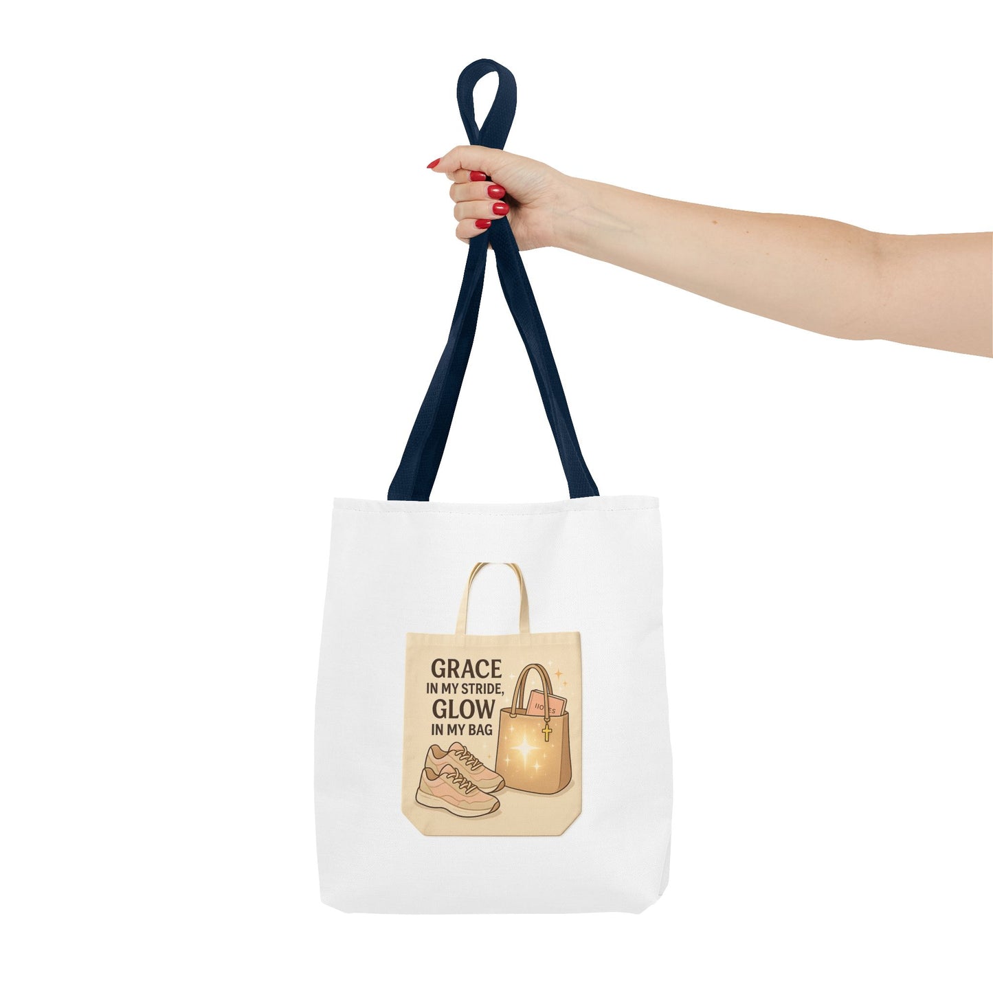 Chic Inspirational Tote Bag, Grace in My Stride Glow in My Bag, Motivational Gift, Daily Use, Eco-Friendly Shopping Bag, Trendy Handbag