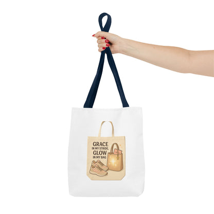 Chic Inspirational Tote Bag, Grace in My Stride Glow in My Bag, Motivational Gift, Daily Use, Eco-Friendly Shopping Bag, Trendy Handbag
