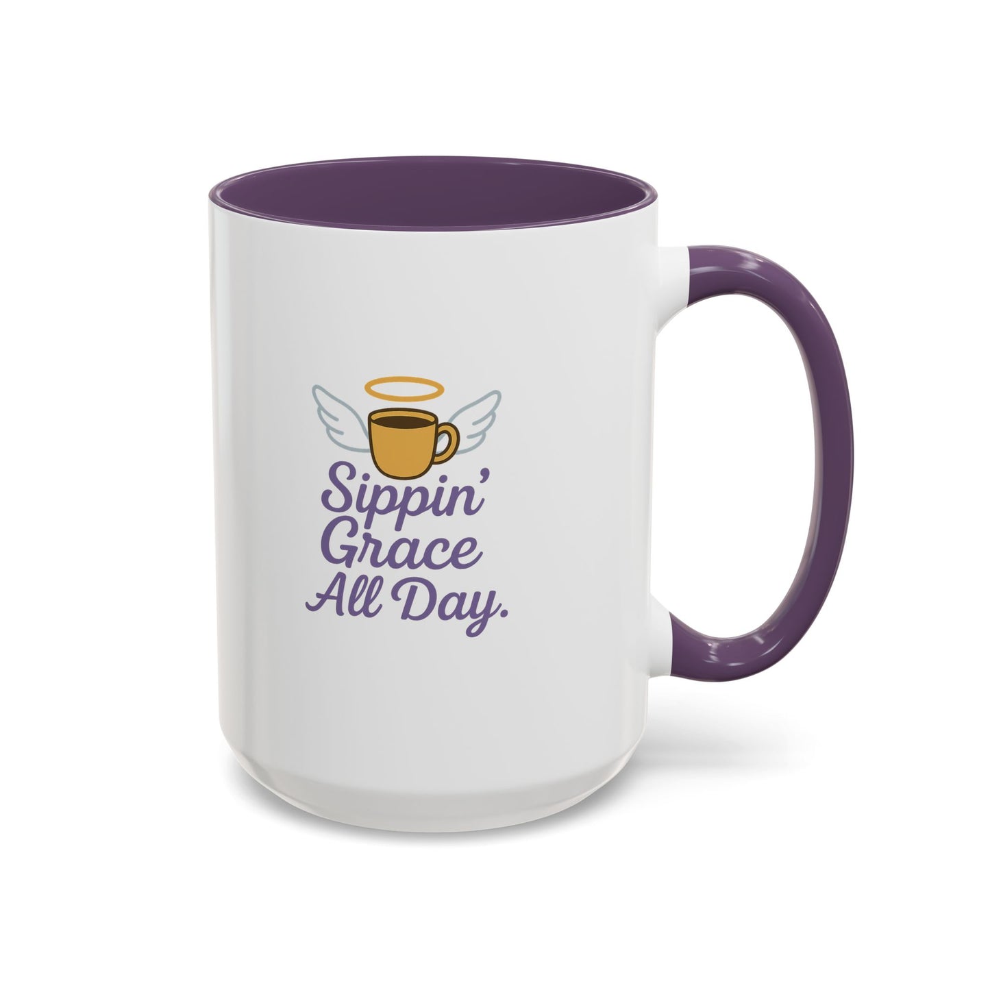 Sipping Grace Accent Coffee Mug | Stylish Gift for Coffee Lovers, Inspirational Mug, Office Décor, Unique Funny Coffee Cup