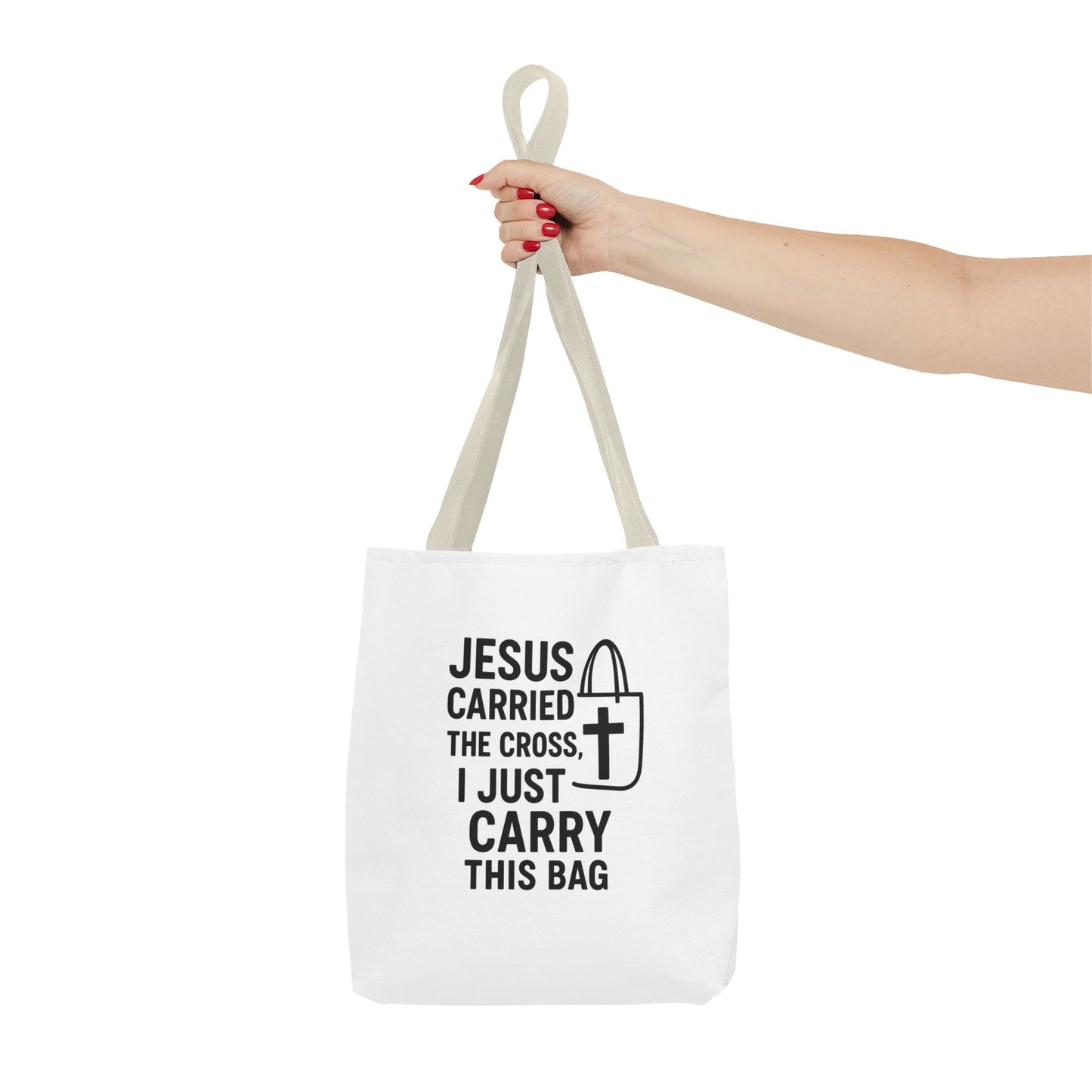 Christian Tote Bag - Jesus Carried the Cross, Everyday Use, Gift for Believers, Church Events, Eco-Friendly Shopping Bag