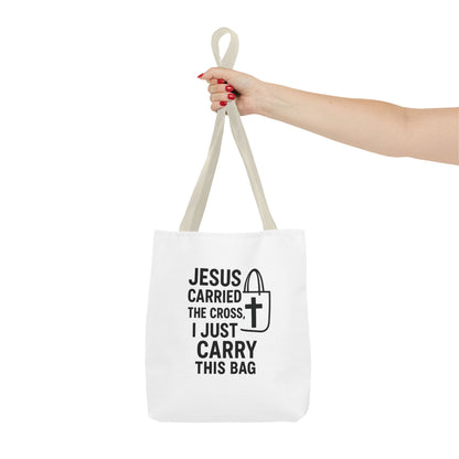 Christian Tote Bag - Jesus Carried the Cross, Everyday Use, Gift for Believers, Church Events, Eco-Friendly Shopping Bag