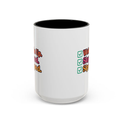 Woke Up Slayed Sipped Coffee Mug, Motivational Mug Gift, Fun Coffee Cup, Inspirational Office Mug, Morning Routine Mug