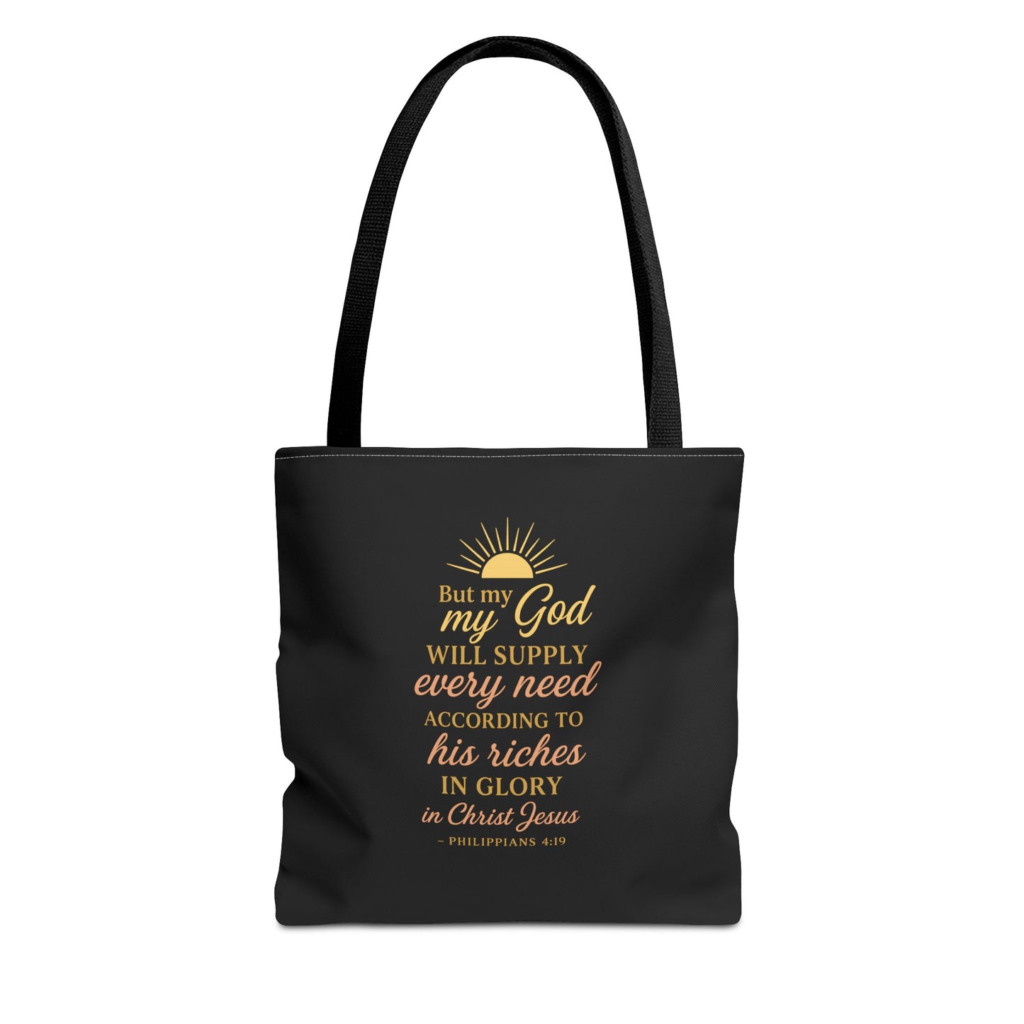 Faith-Inspired Tote Bag: 'God Will Supply Every Need', Christian Gift, AOP Bag for Church, Casual Outings, Inspirational Accessory