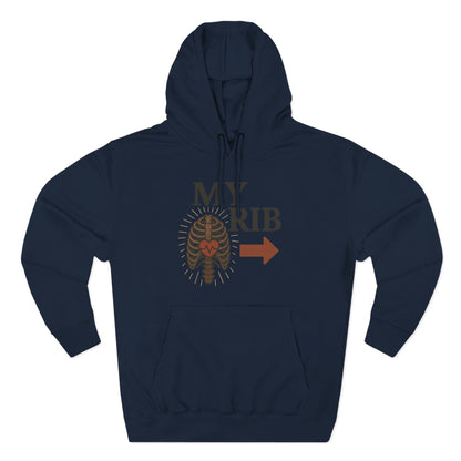 Heartfelt Rib Graphic Hoodie for Couples, Valentine's Day Gift, Matching Sweatshirt, Cozy Fleece, Romantic Style