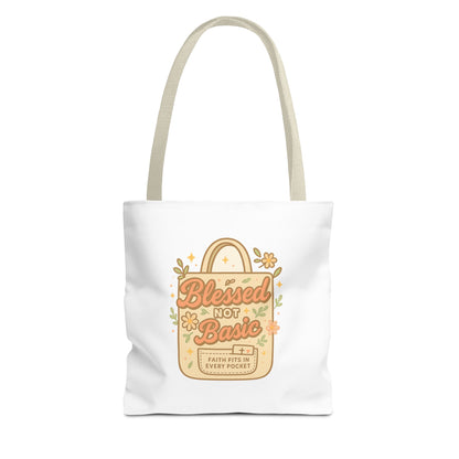 Blessed Not Basic Tote Bag, Trendy Eco-Friendly Canvas