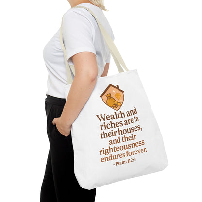 Inspirational Tote Bag with Psalm 112:3 Quote, Motivational Gift, Reusable Shopping Bag, Bible Verse Tote, Religious Accessory, [...]