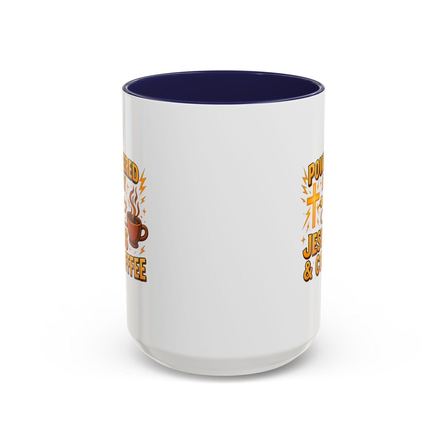Coffee Lover's Accent Mug - Powered by Jesus & Coffee, Inspirational Drinkware, Christian Gift, Coffee Enthusiast, Religious Mug, [...]