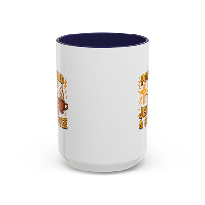 Coffee Lover's Accent Mug - Powered by Jesus & Coffee, Inspirational Drinkware, Christian Gift, Coffee Enthusiast, Religious Mug, [...]