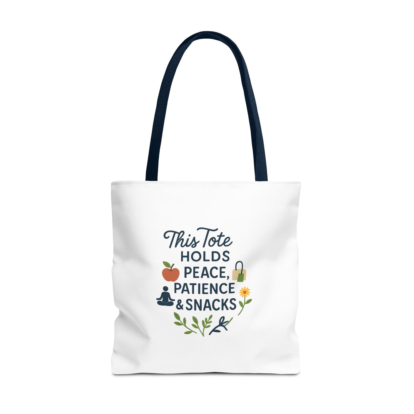 Peace, Patience & Snacks Tote Bag | Eco-Friendly Shopper, Gift for Friends, Beach Tote, Daily Carryall, Motivational Bag