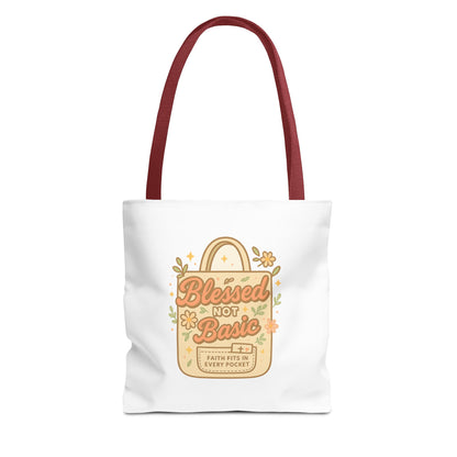 Blessed Not Basic Tote Bag, Trendy Eco-Friendly Canvas