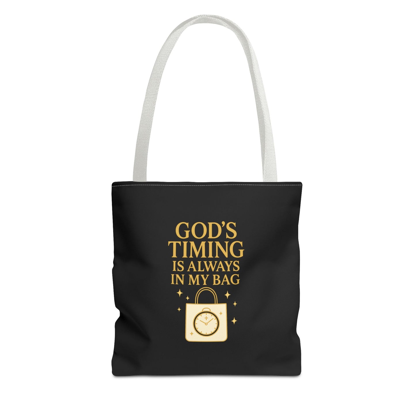 God's Timing Tote Bag | Motivational Bag for Everyday Use, Gift for Believers, Casual Tote for Work, School, and Travel