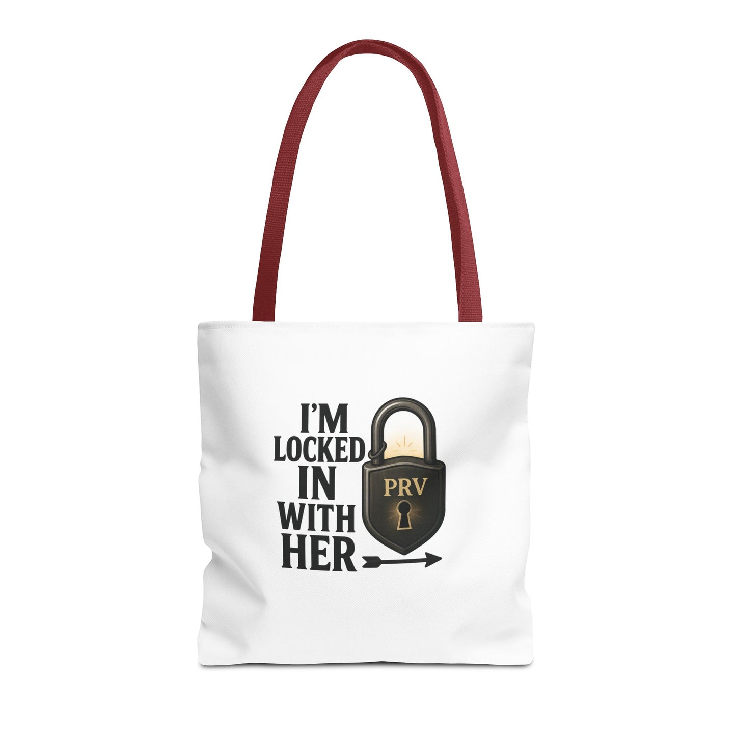Locked In With Her Tote Bag, Funny Gift for Couples, Personalized Shopping Tote, Everyday Carryall, Unique Friendship Present