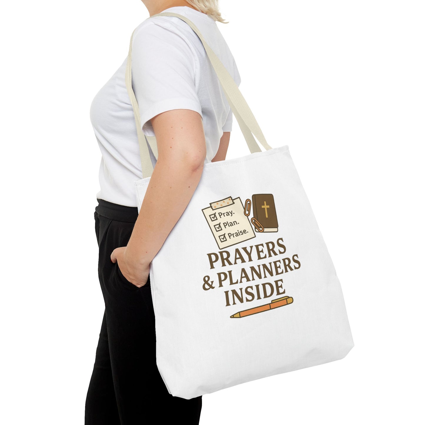 Inspirational Tote Bag for Planners, Blessed Gift for Organizers, Christian Prayer Tote, Everyday Carryall, Prayer & Planner Pouch