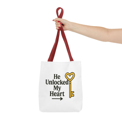 Heart Unlocking Quote Tote Bag, Valentine's Gift, Love Theme, Stylish Shoulder Bag, Perfect for Everyday Use, Cute Fashion Accessory