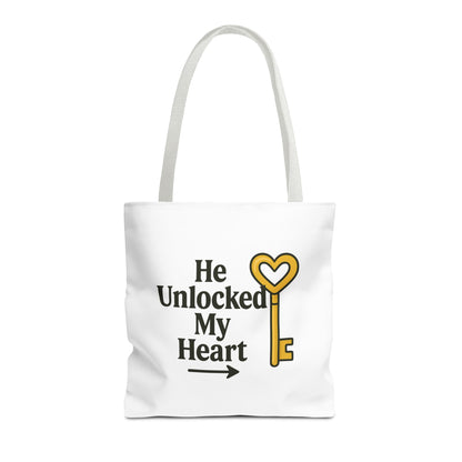 Heart Unlocking Quote Tote Bag, Valentine's Gift, Love Theme, Stylish Shoulder Bag, Perfect for Everyday Use, Cute Fashion Accessory