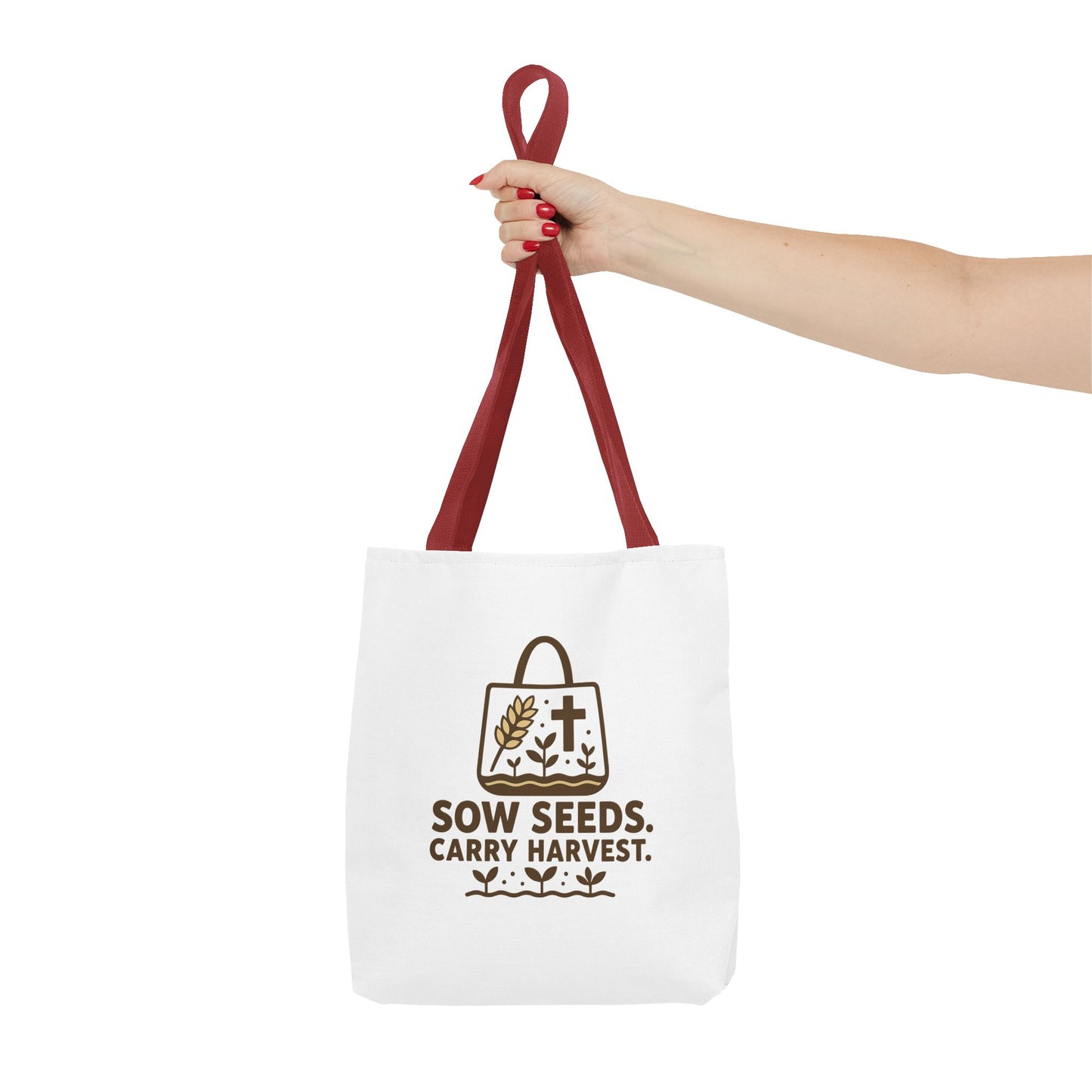Inspirational Tote Bag - "Sow Seeds. Carry Harvest." - Eco-Friendly, Beach Bag, Gift for Gardeners, Reusable Shopping, Faith Journey
