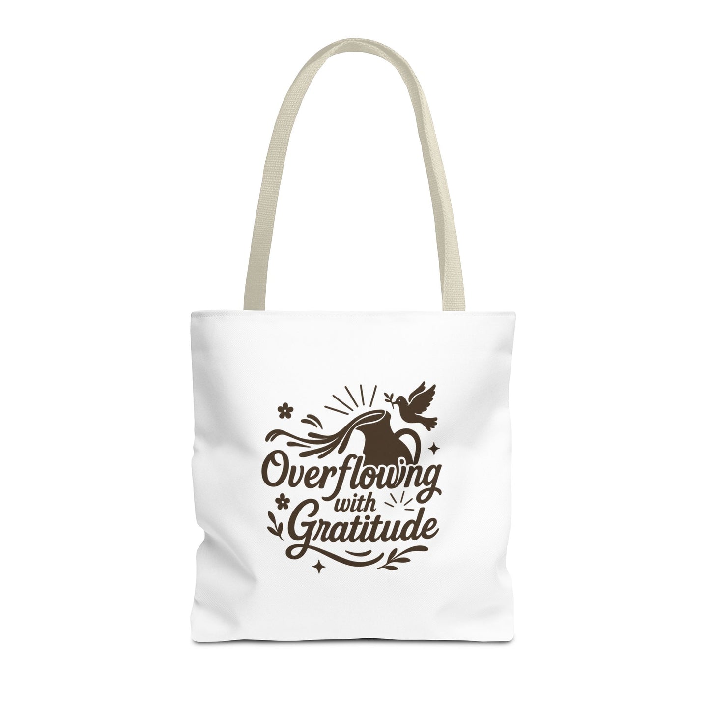 Overflowing with Gratitude Tote Bag - Eco-Friendly, Reusable Shopping Bag, Gift for Friends, Thank You Gift, Inspirational Design