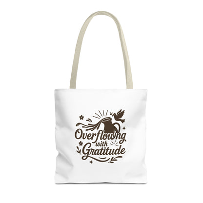 Overflowing with Gratitude Tote Bag - Eco-Friendly, Reusable Shopping Bag, Gift for Friends, Thank You Gift, Inspirational Design