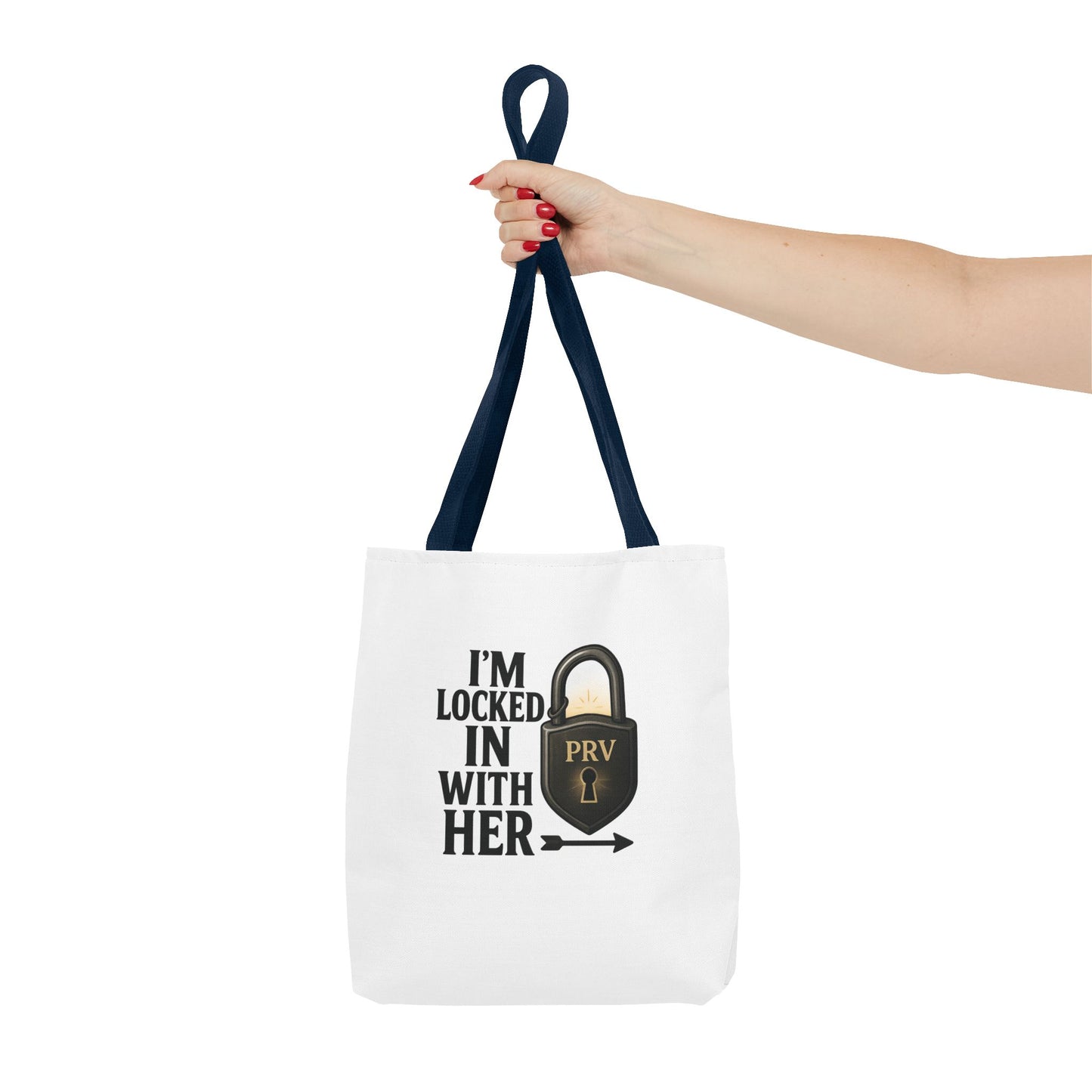 Locked In With Her Tote Bag, Funny Gift for Couples, Personalized Shopping Tote, Everyday Carryall, Unique Friendship Present