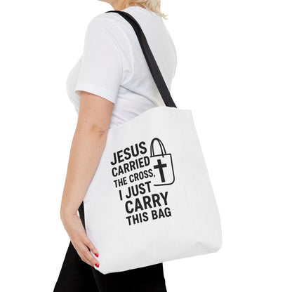 Christian Tote Bag - Jesus Carried the Cross, Everyday Use, Gift for Believers, Church Events, Eco-Friendly Shopping Bag