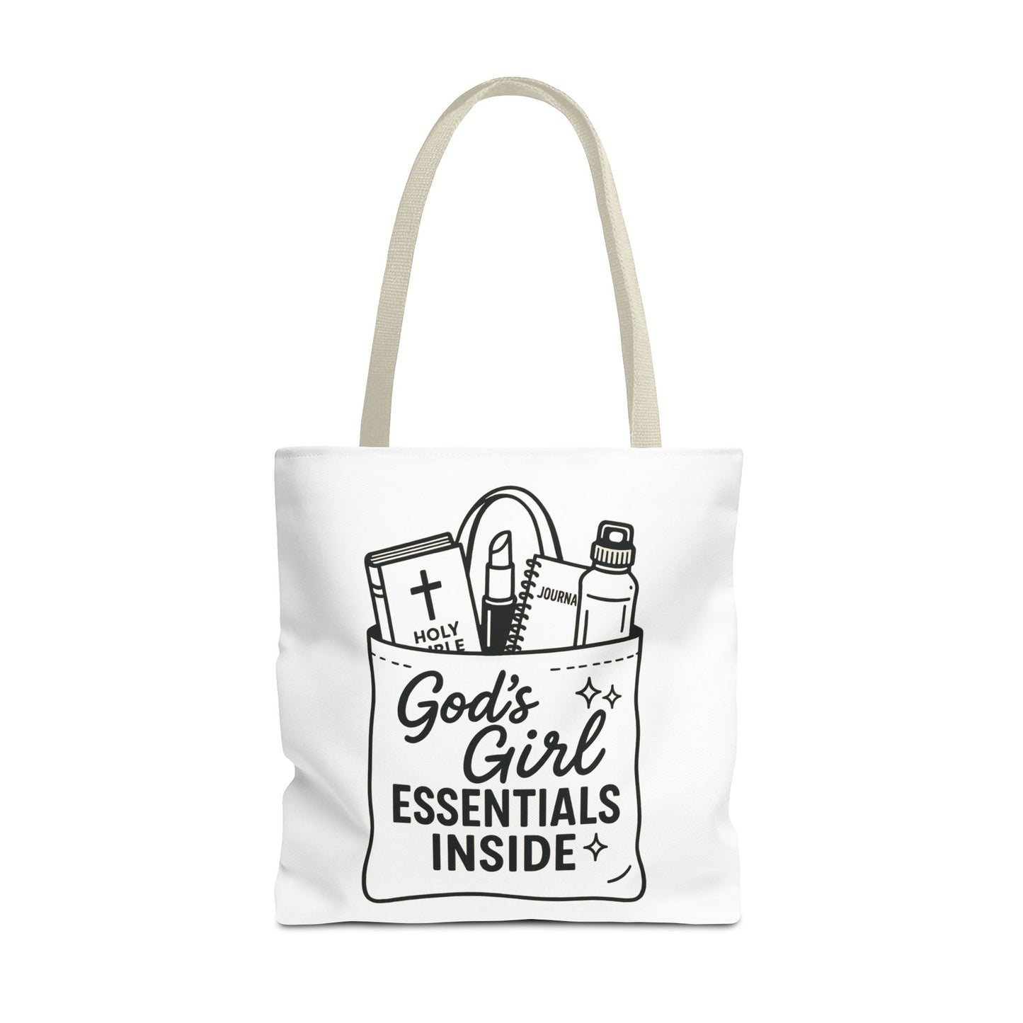 God's Girl Essentials Tote Bag | Motivational Bag for Women, Christian Gifts, Spiritual Tote, Everyday Purse, Faith-Inspired Accessory