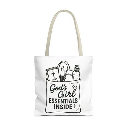 God's Girl Essentials Tote Bag | Motivational Bag for Women, Christian Gifts, Spiritual Tote, Everyday Purse, Faith-Inspired Accessory