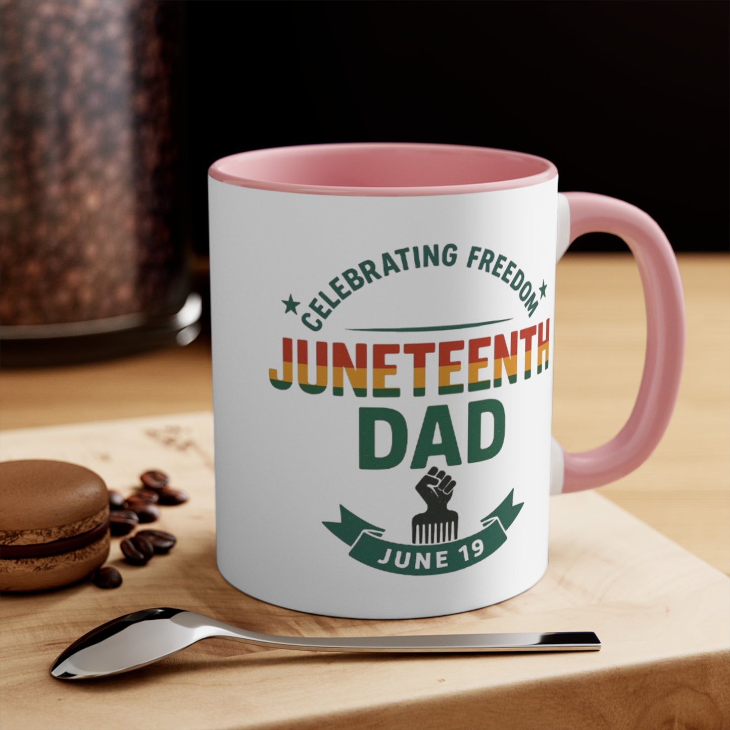 Juneteenth Dad Accent Mug — Celebrating Freedom June 19 Coffee Cup