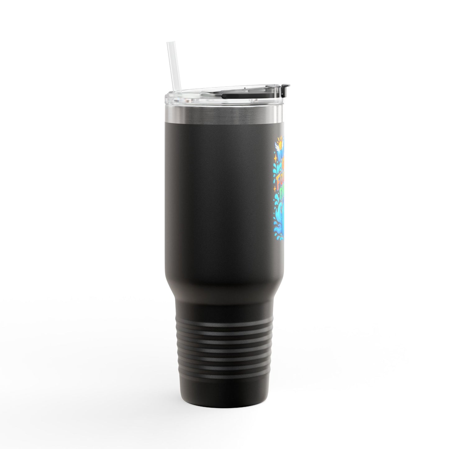 Water Over Fountain Drinks - Insulated Travel Mug with Fun Water Design, 40oz Mug for Travel, Perfect Gift for Water Lovers, Summer, Camping, Beach Days, Hydration