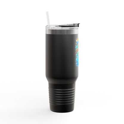 Water Over Fountain Drinks - Insulated Travel Mug with Fun Water Design, 40oz Mug for Travel, Perfect Gift for Water Lovers, Summer, Camping, Beach Days, Hydration