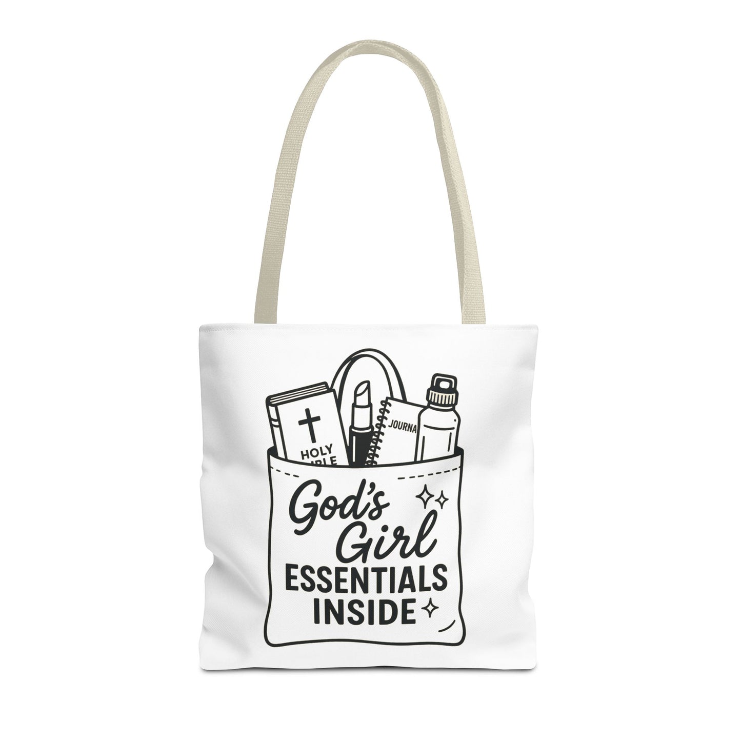 God's Girl Essentials Tote Bag | Motivational Bag for Women, Christian Gifts, Spiritual Tote, Everyday Purse, Faith-Inspired Accessory