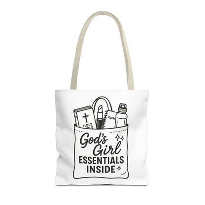 God's Girl Essentials Tote Bag | Motivational Bag for Women, Christian Gifts, Spiritual Tote, Everyday Purse, Faith-Inspired Accessory