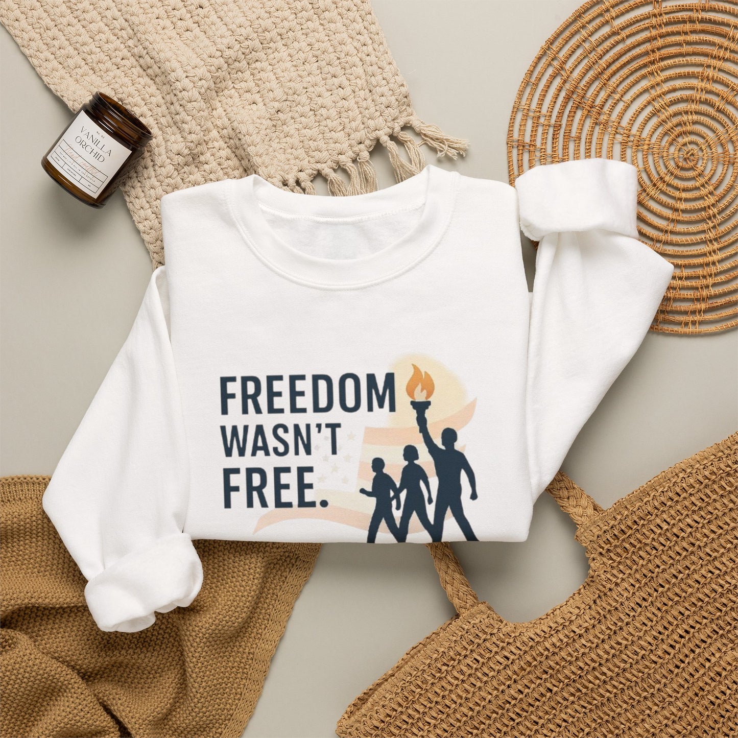Freedom Wasn't Free Crewneck Sweatshirt — Patriotic Veterans Tribute