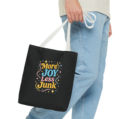 Joyful Tote Bag - More Joy Less Junk, Gift for Friends, Eco-Friendly Shopping Bag, Everyday Use, Inspirational Tote